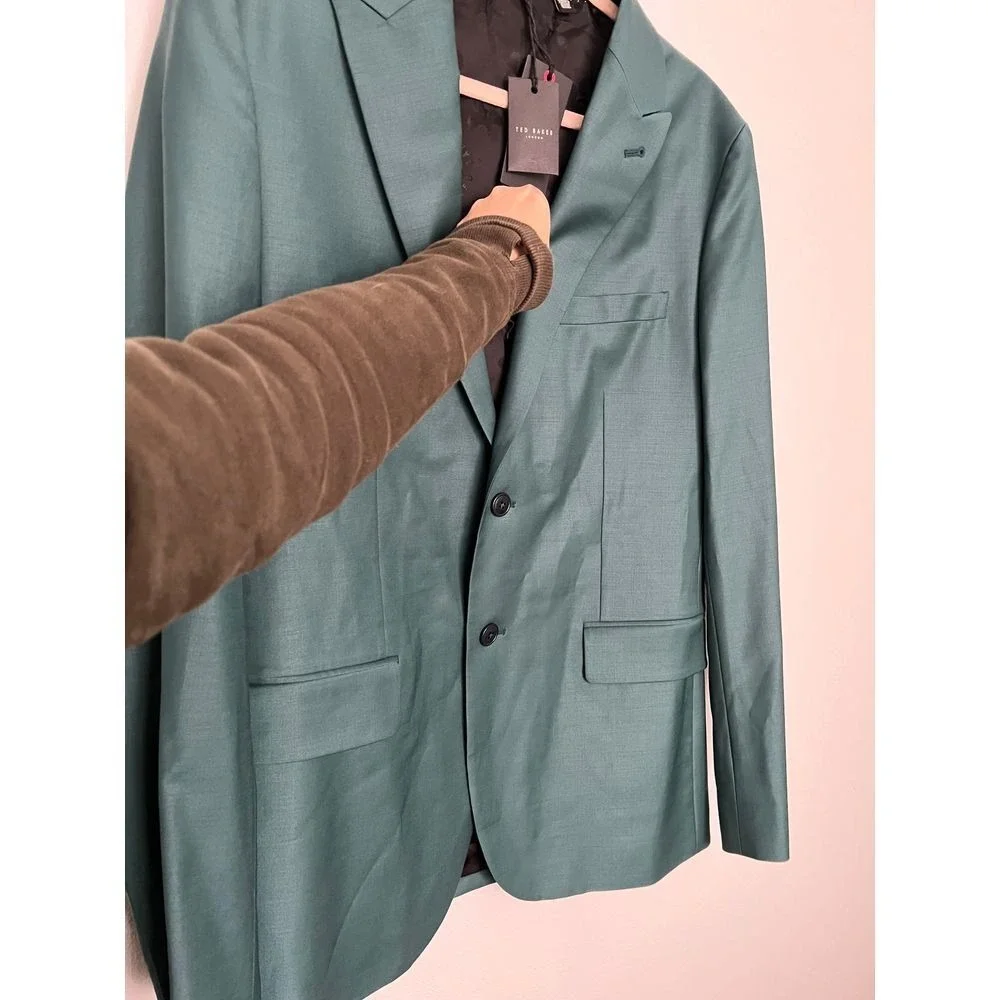 Nwt Ted Baker Green Blazer Classic Two-Button Suit Jacket Formal Business Wear‎